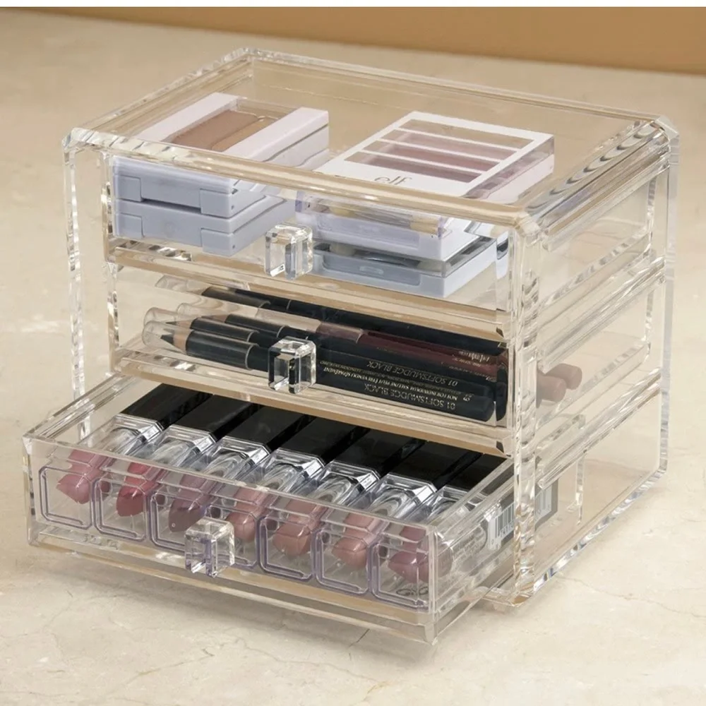 Acrylic Jewelry Chest with Three Drawers
